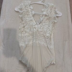 Vici White Lace Bodysuit